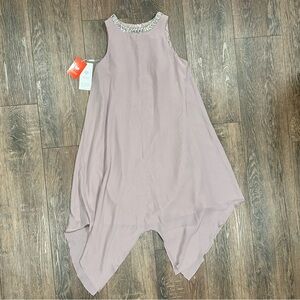 🌸 JJ’s House A-line Scoop Tea-Length Chiffon Cocktail Dress With Beading